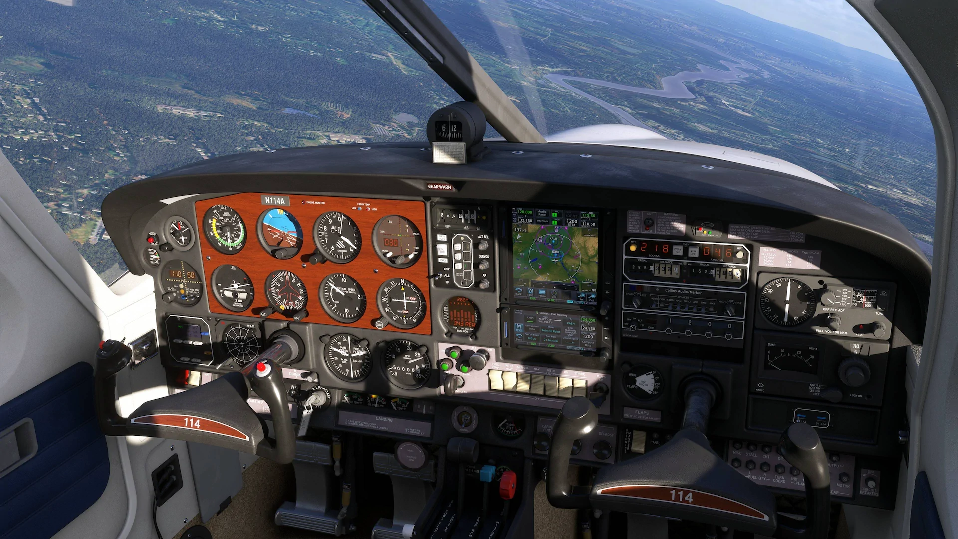 Cockpit do Black Square Commander 114 no Microsoft Flight Simulator