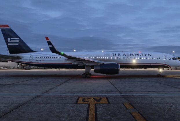 BlueBird 757-200 com pintura da US Airways em imagem oficial de divulgação