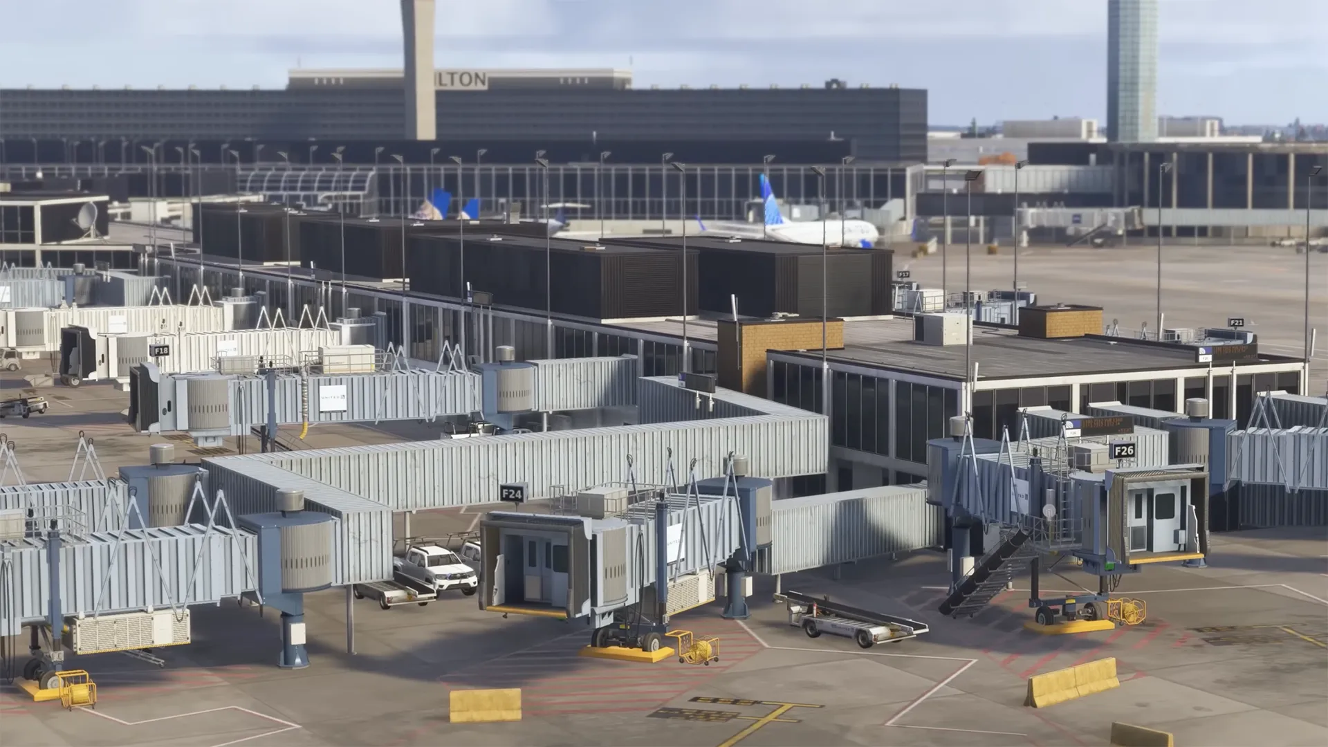 Multi-jetways no cenário Chicago O’Hare da iniBuilds para MSFS 2024