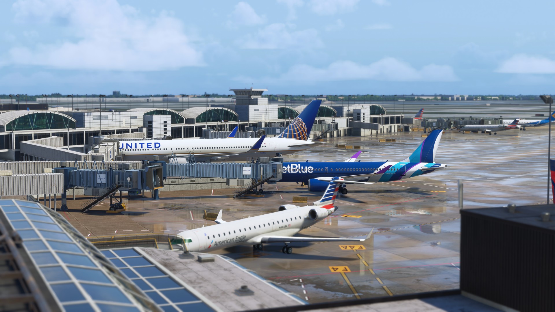Terminal e pátio de Chicago O’Hare recriados pela iniBuilds no MSFS 2024