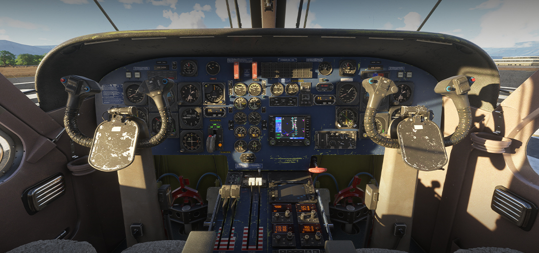 Cockpit analógico do Dornier Do 228 da Carenado no MSFS 2024