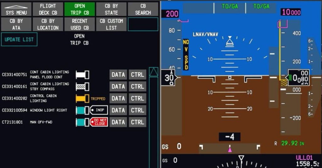 Aviônicos e disjuntores do Boeing 787 da FlightFactor em desenvolvimento