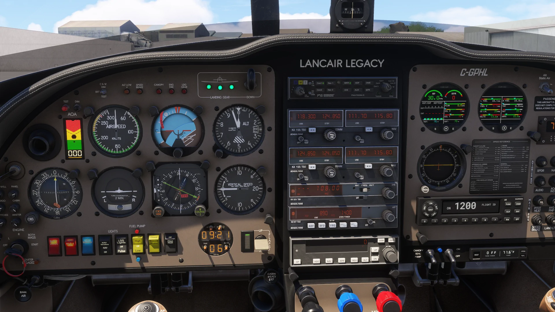 Painel analógico do Flysimware Lancair Legacy no MSFS 2024