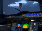 Cockpit do LatinVFR A380 no Microsoft Flight Simulator 2024 durante demonstração dos sistemas.