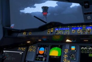 Cockpit do LatinVFR A380 no Microsoft Flight Simulator 2024 durante demonstração dos sistemas.