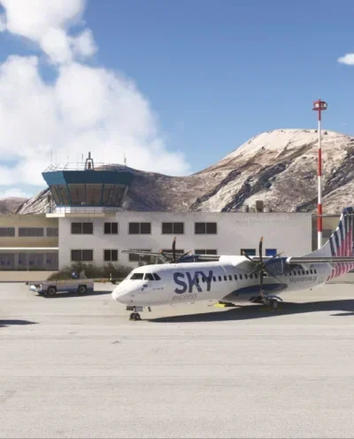 Aeronave regional no pátio do Kalymnos Airport LGKY da M’M Simulations