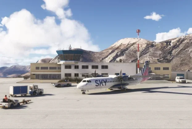 Aeronave regional no pátio do Kalymnos Airport LGKY da M’M Simulations