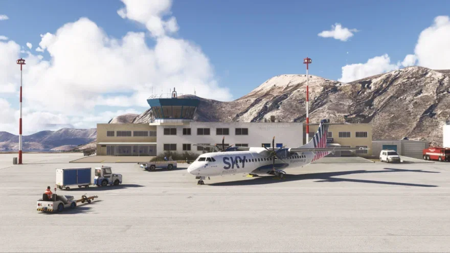 Aeronave regional no pátio do Kalymnos Airport LGKY da M’M Simulations