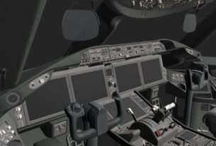 Cockpit do Boeing 787 da FlightFactor em desenvolvimento