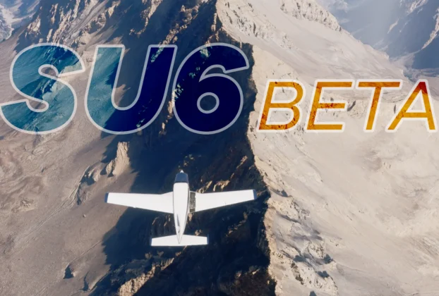 MSFS 2024 Sim Update 6 Beta em imagem oficial com aeronave sobre cenário desértico