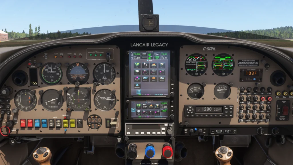 Painel analógico do Flysimware Lancair Legacy no Microsoft Flight Simulator