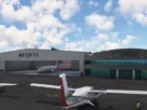 Teterboro Airport KTEB freeware para Microsoft Flight Simulator com jatos executivos no pátio.