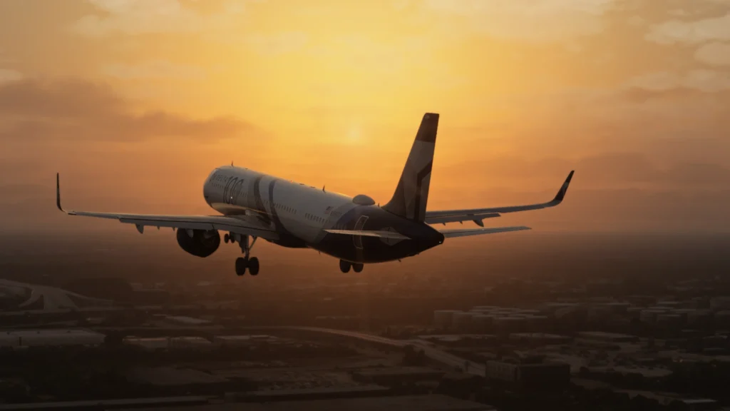 FSLabs A321 em voo no Microsoft Flight Simulator