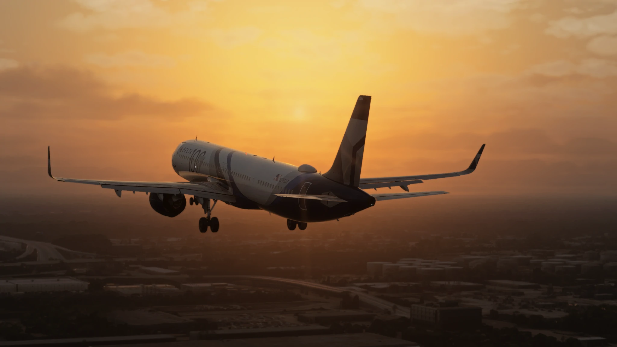FSLabs A321 em voo no Microsoft Flight Simulator