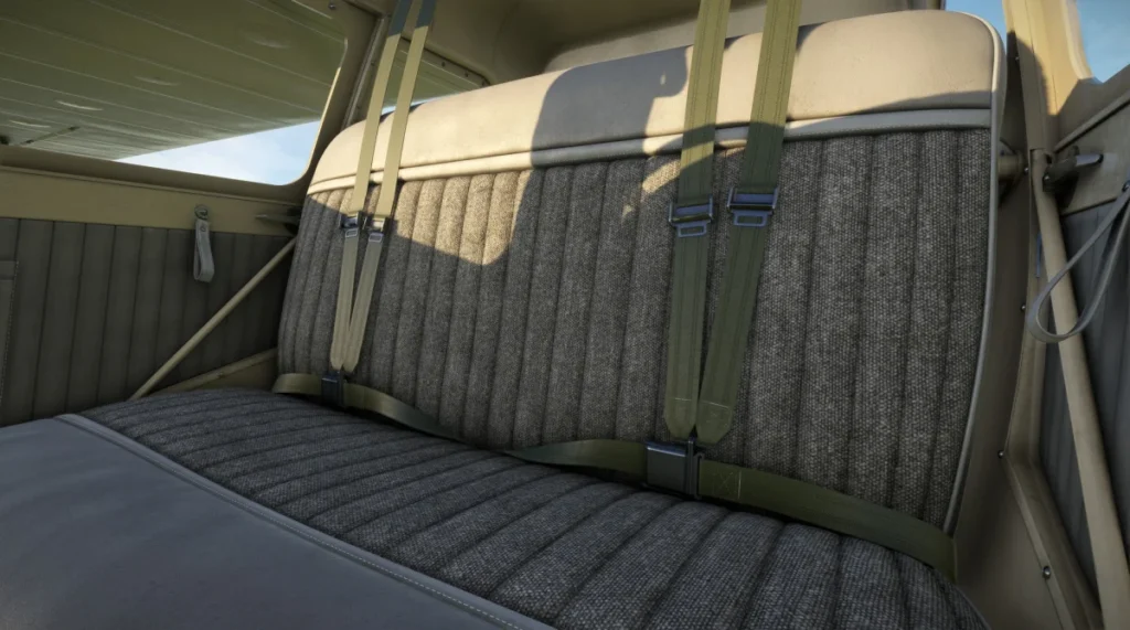 Interior da cabine do Taylorcraft BC-12D no Microsoft Flight Simulator