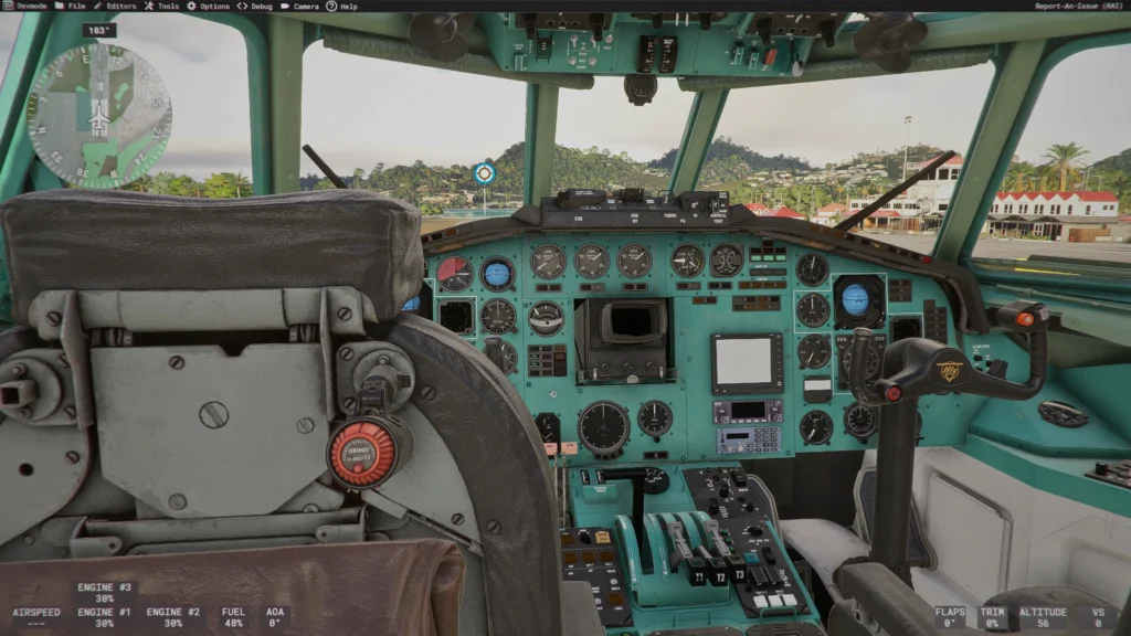 Cockpit detalhado do Tupolev Tu-154M da FlightSim Studio