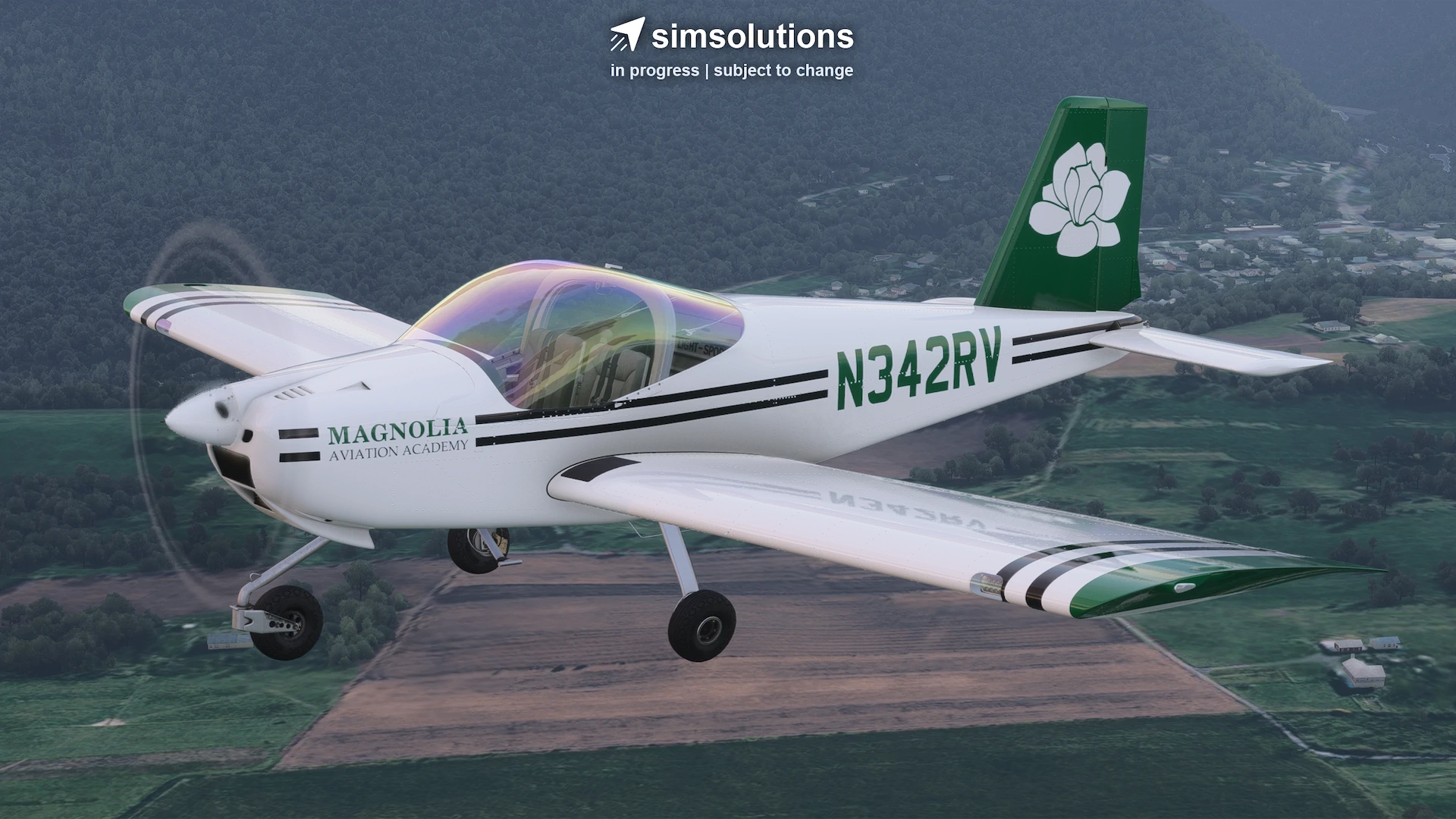 Van’s RV-12iS da SimSolutions em voo no Microsoft Flight Simulator 2024