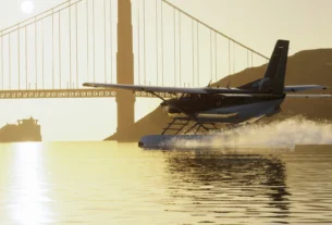 Kodiak 100 Amphibian com flutuadores operando na água no MSFS 2024