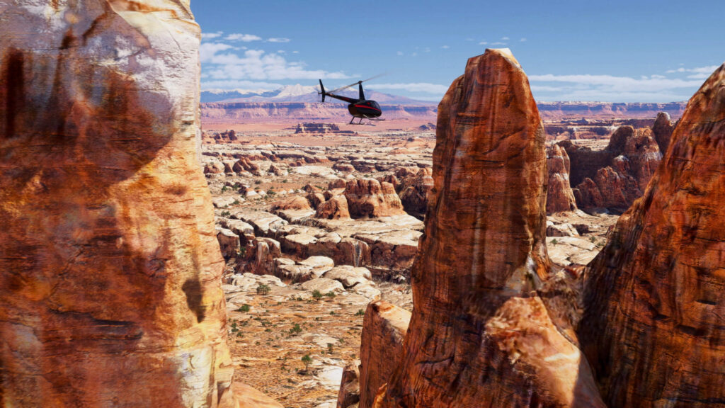 Formações rochosas em cenário do World Update 22 para Microsoft Flight Simulator 2024