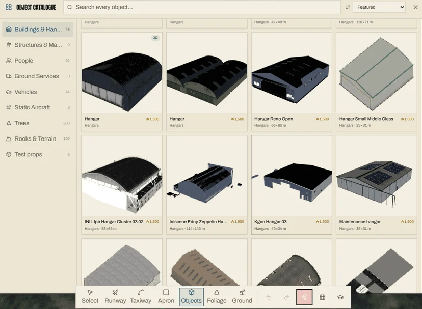 Biblioteca de objetos 3D do Project Airports para criação de aeroportos
