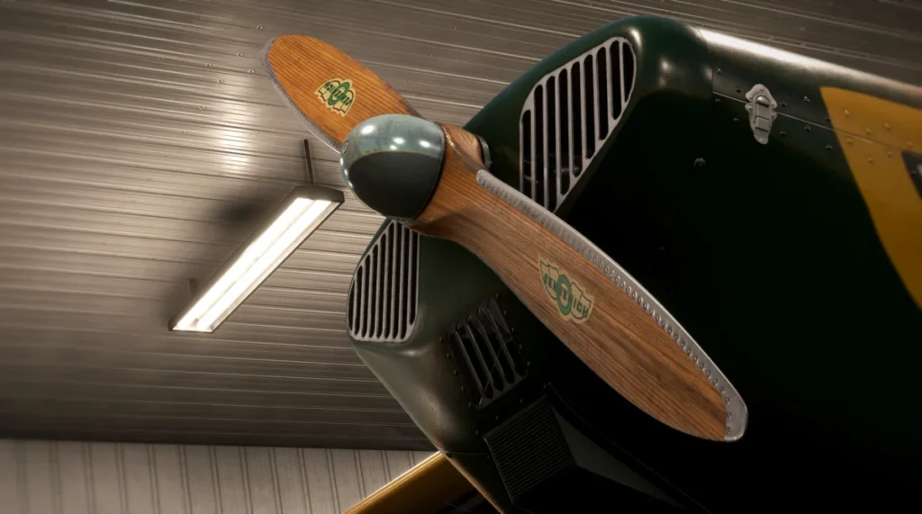Detalhe da hélice e do motor do Taylorcraft BC-12D