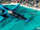 FanRacer sobrevoando o litoral no Microsoft Flight Simulator