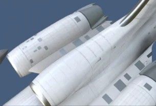 Motores traseiros e fuselagem do Tupolev Tu-154M