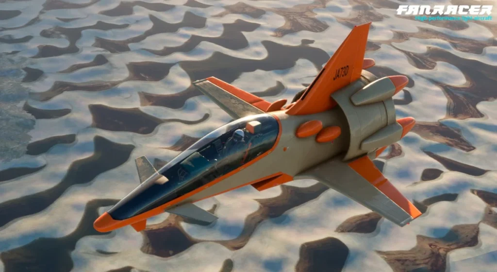 FanRacer em voo acima das nuvens no Microsoft Flight Simulator