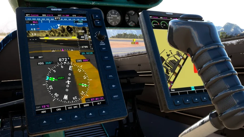 Painel e aviônicos do cockpit do FanRacer