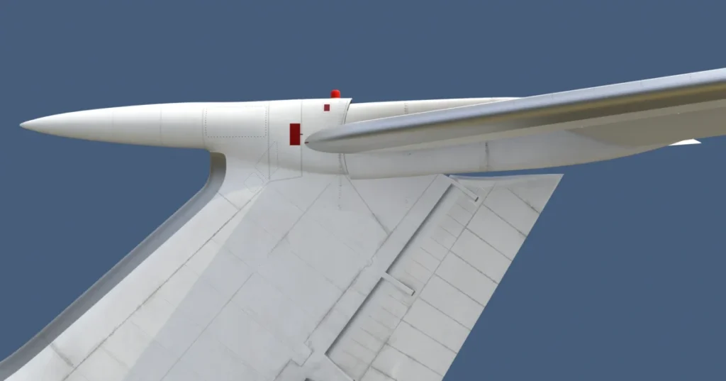 Detalhe das superfícies de cauda do Tupolev Tu-154M