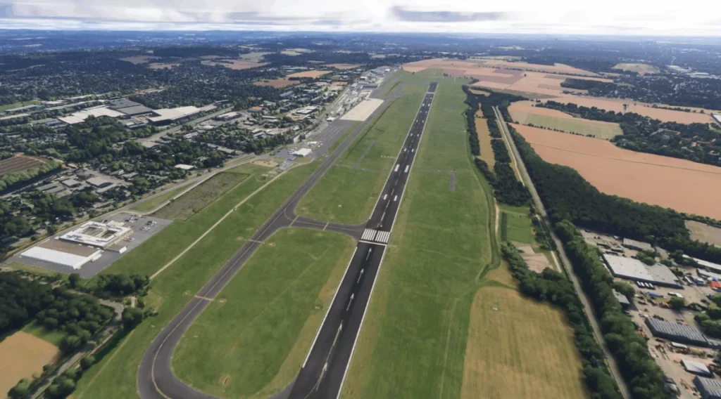 Vista aérea do Dortmund Airport da Salvuz no Microsoft Flight Simulator 2024