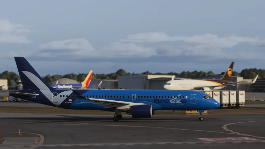 Synaptic A220 em solo no Microsoft Flight Simulator
