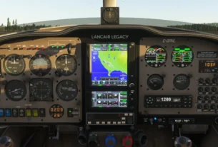 Lancair Legacy da Flysimware com aviônicos Avidyne no painel analógico