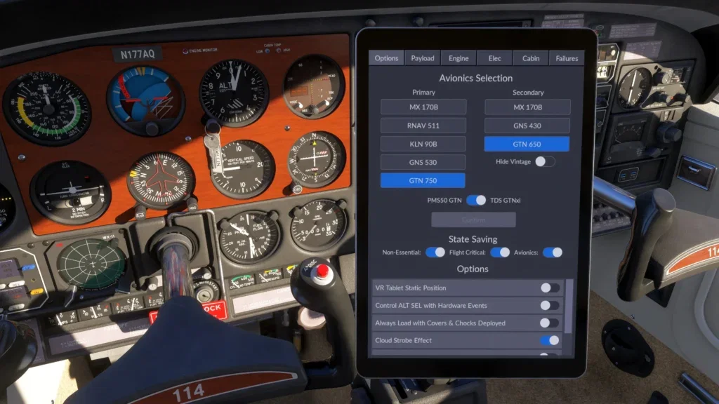 Vista de cockpit de aeronave Black Square