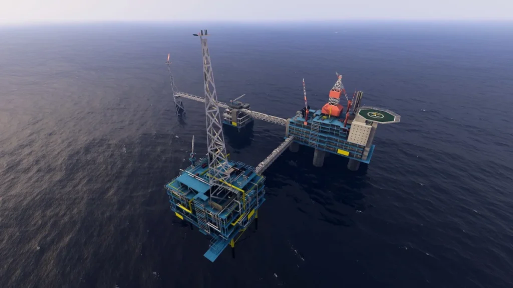 Plataformas offshore do Aerosoft North Sea no Microsoft Flight Simulator 2024