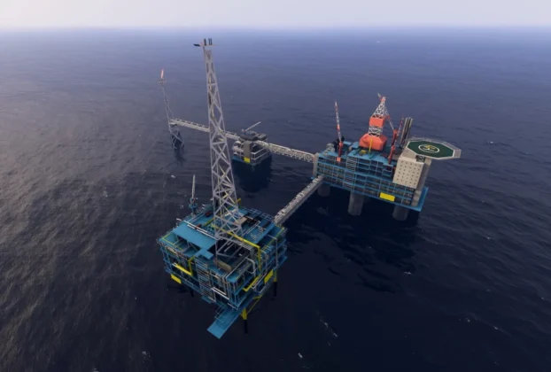 Plataformas offshore do Aerosoft North Sea no Microsoft Flight Simulator 2024