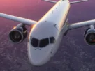 Synaptic A220 em voo no Microsoft Flight Simulator com iluminação dramática