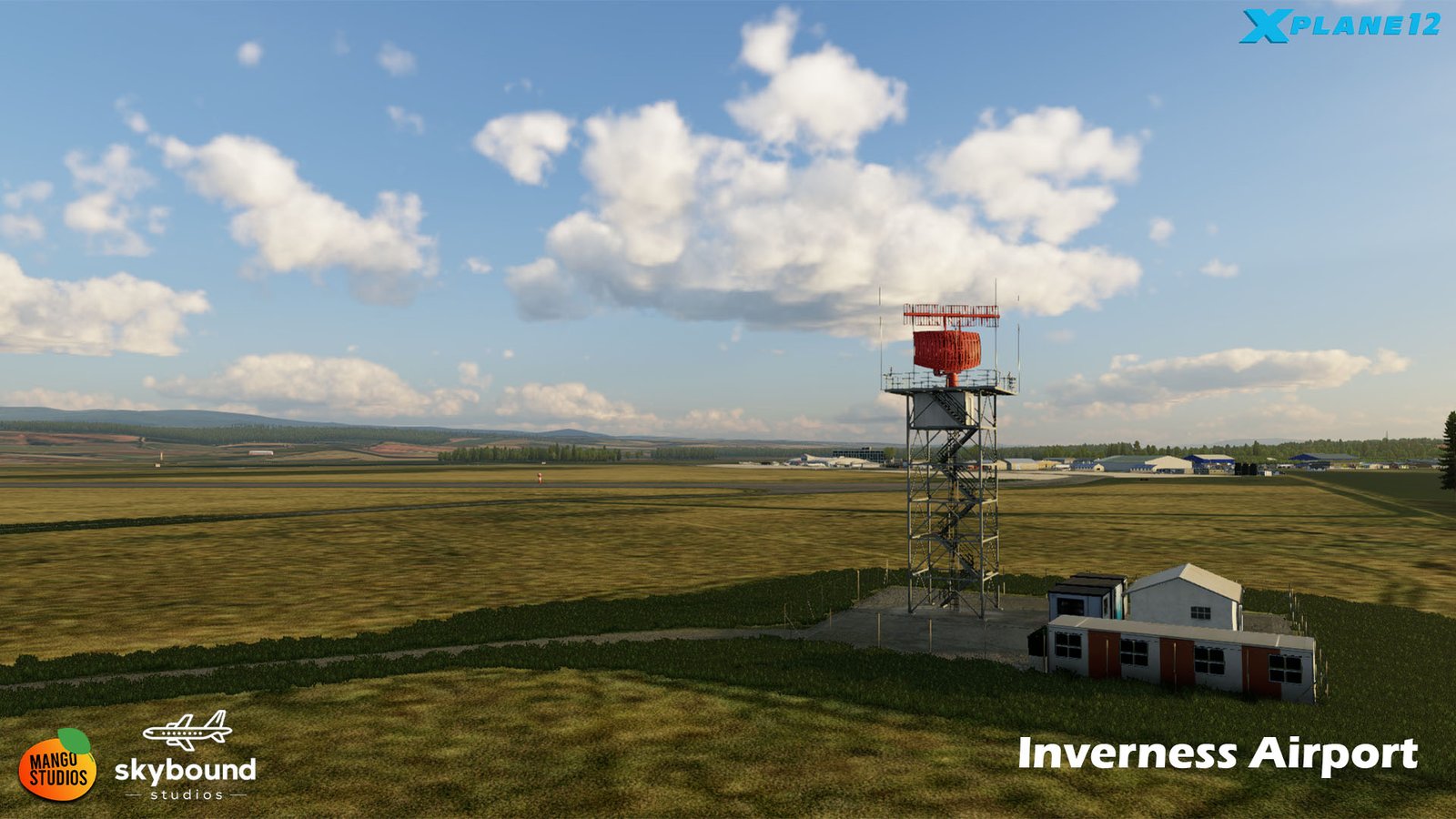 Infraestrutura operacional do Inverness Airport no X-Plane 12