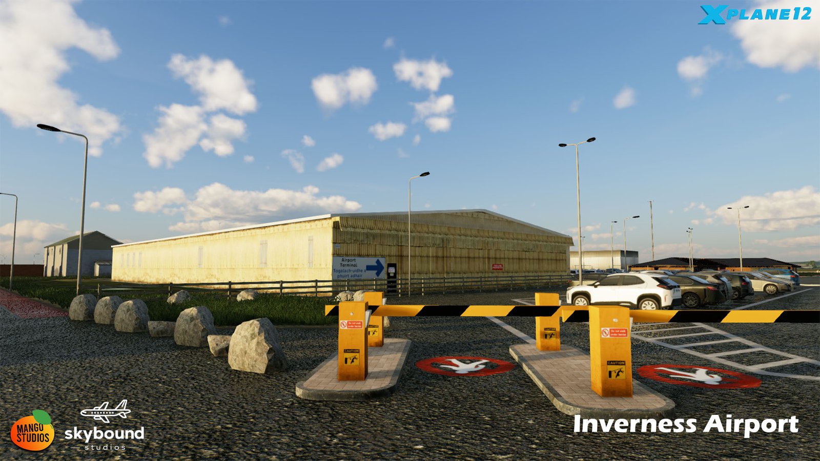 Área de serviço do Inverness Airport no X-Plane 12