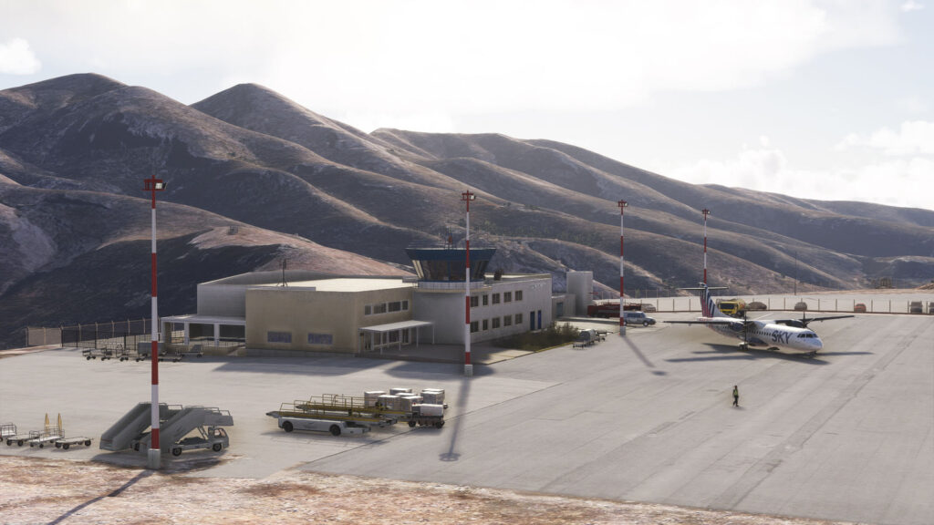 Terminal, pátio e torre de controle do Kalymnos Airport LGKY no MSFS