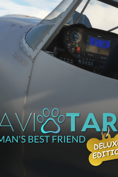 Man’s Best Friend Deluxe com cão copiloto em aeronave