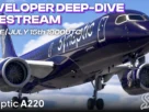 Synaptic A220 durante a divulgação da livestream de desenvolvimento no Microsoft Flight Simulator