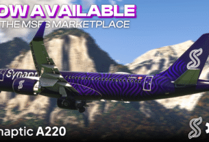 Synaptic A220 já disponível no Marketplace do Microsoft Flight Simulator