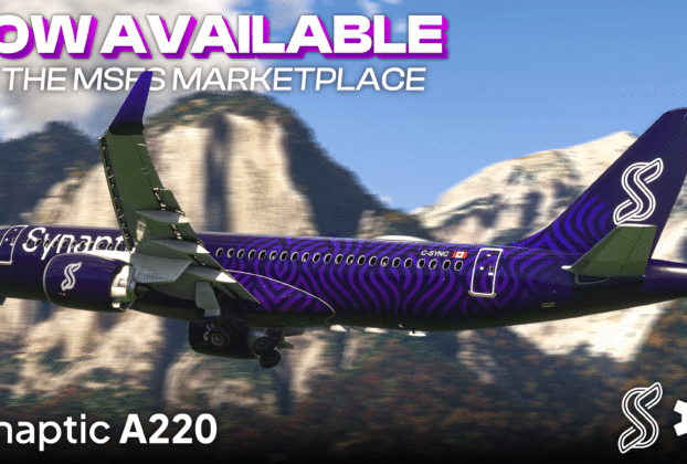 Synaptic A220 já disponível no Marketplace do Microsoft Flight Simulator