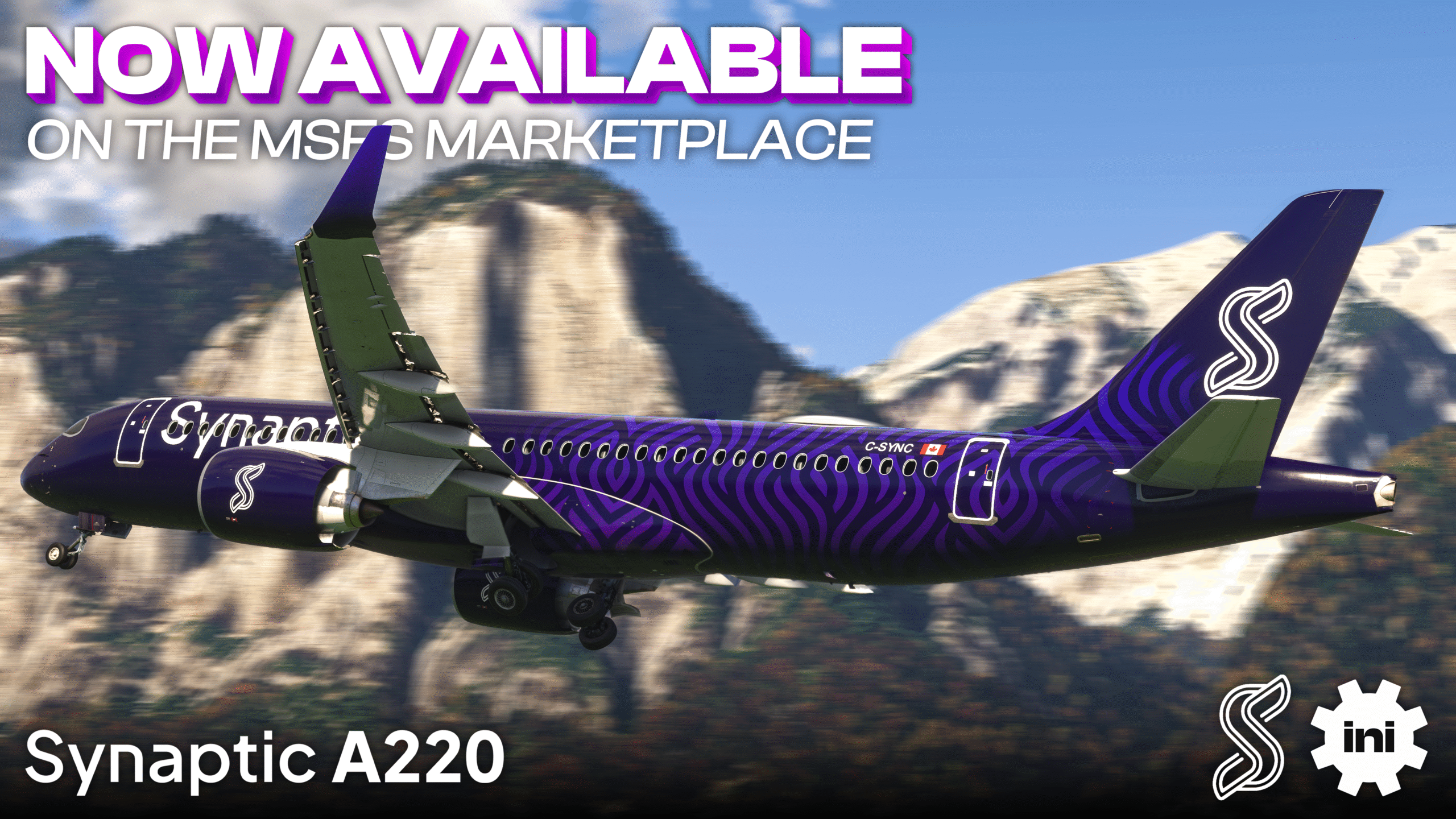 Synaptic A220 já disponível no Marketplace do Microsoft Flight Simulator