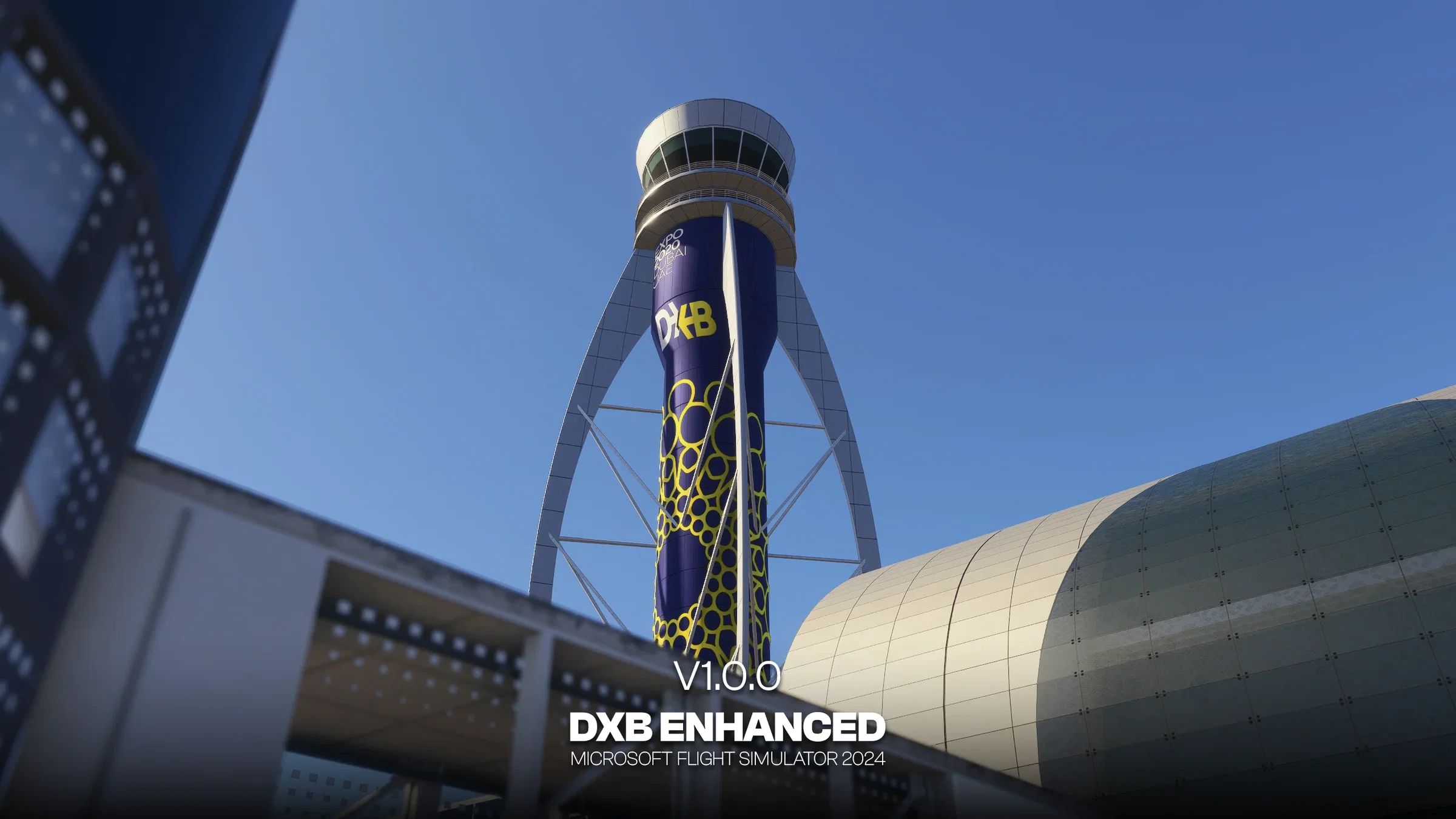Vista do terminal de Dubai Enhanced no MSFS 2024