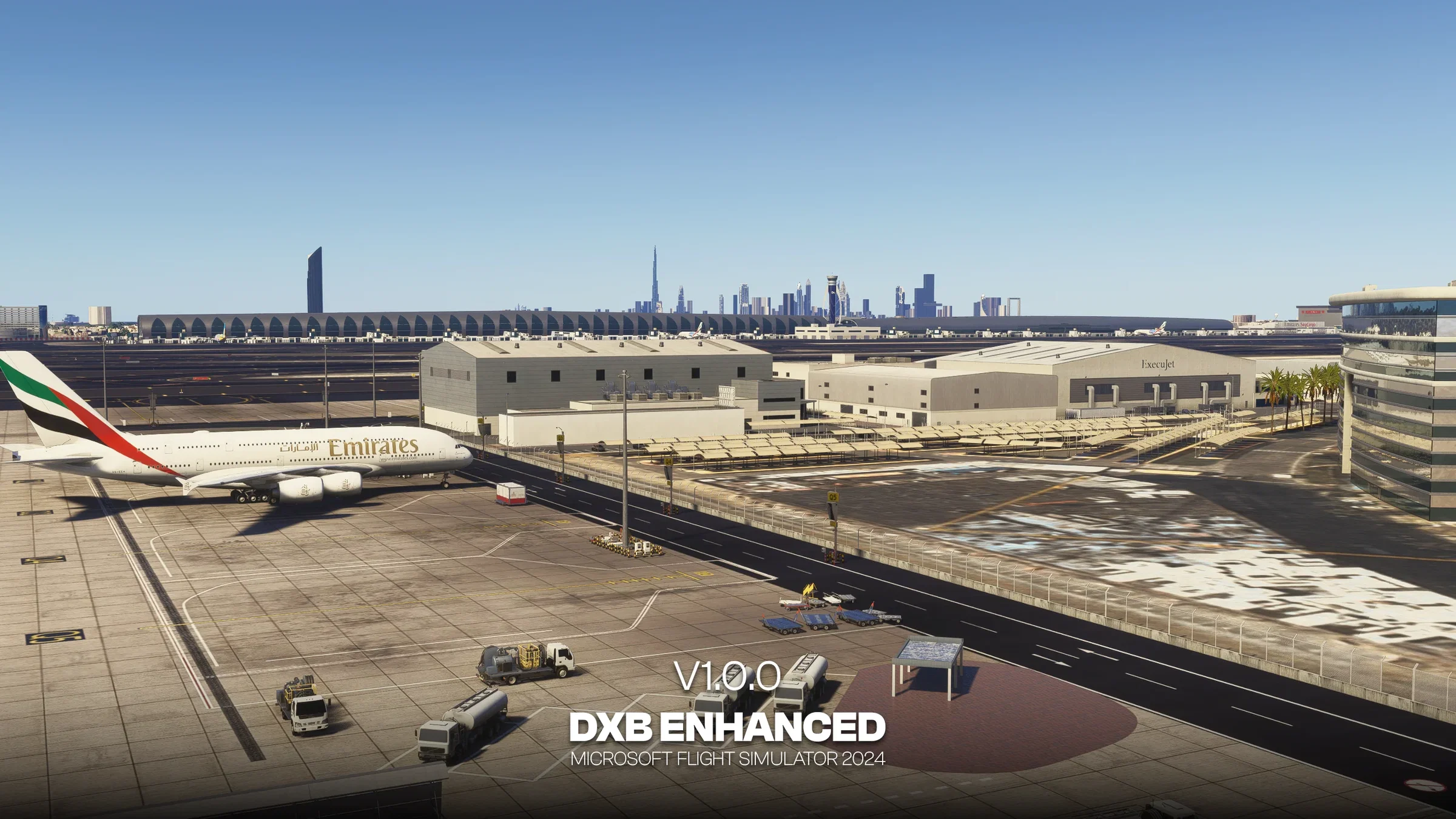 Área do aeroporto Dubai Enhanced no MSFS 2024