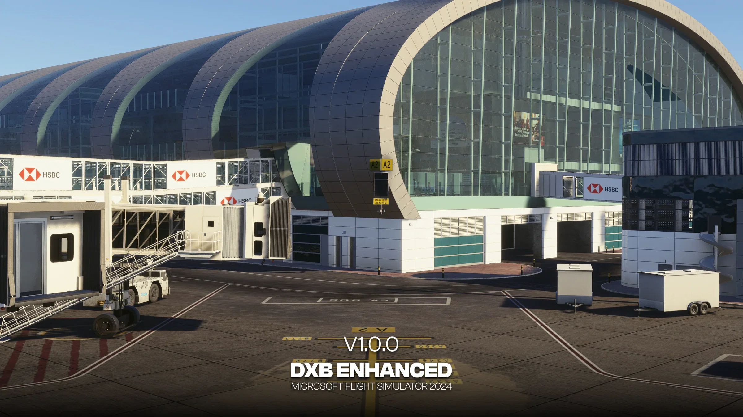 Vista externa de Dubai Enhanced no MSFS 2024