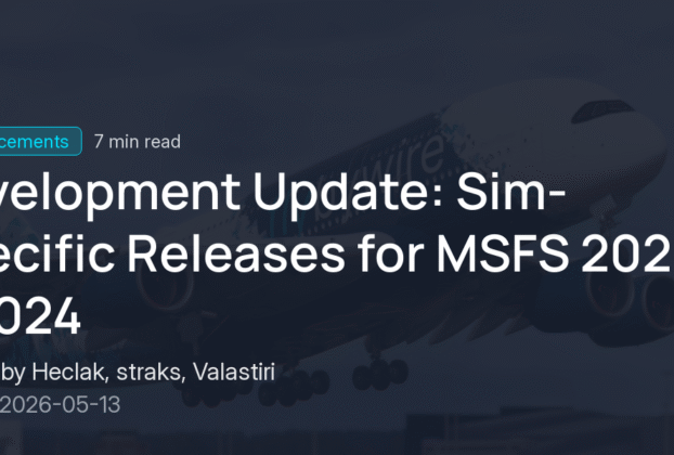 Card oficial da FlyByWire sobre releases específicos para MSFS 2020 e MSFS 2024