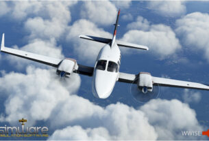 Flysimware Cessna 414AW Chancellor em voo no Microsoft Flight Simulator